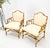 Wood Pair Faux Bamboo New Virgin Wool Upholstery Lounge Arm Fire Side Chairs MINT! For Sale - Image 7 of 16