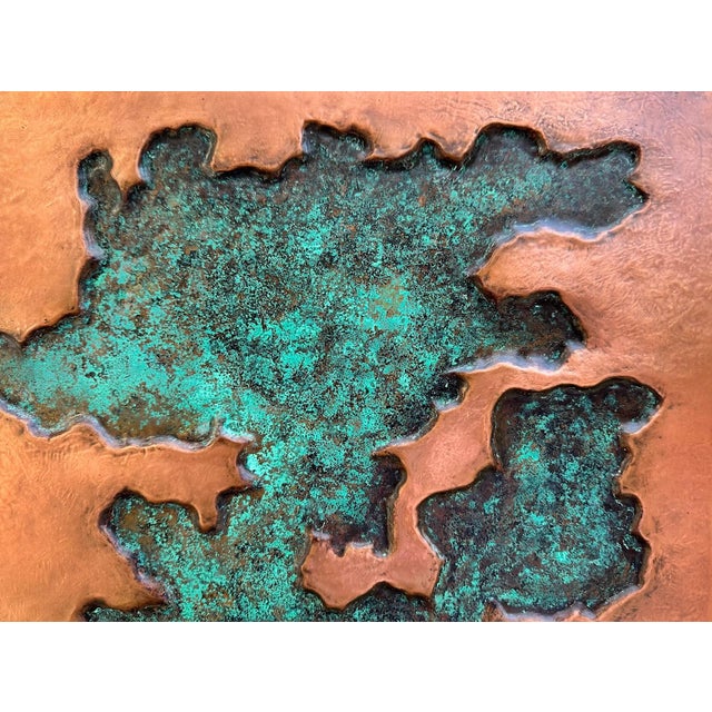 Abstract Geologic Metal Wall Sculpture With Green Patina For Sale - Image 10 of 12