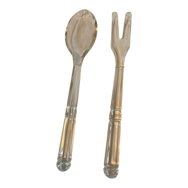 Vintage Glass Salad Serving Set For Sale