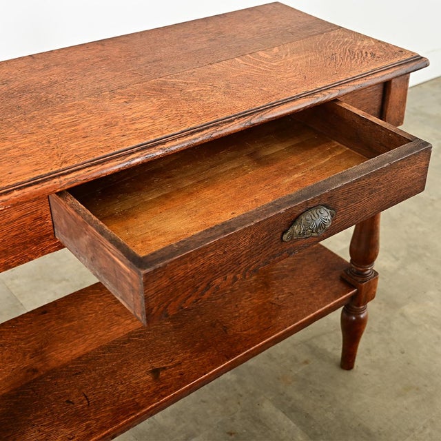 Brown French 19th Century Oak Console Table For Sale - Image 8 of 12