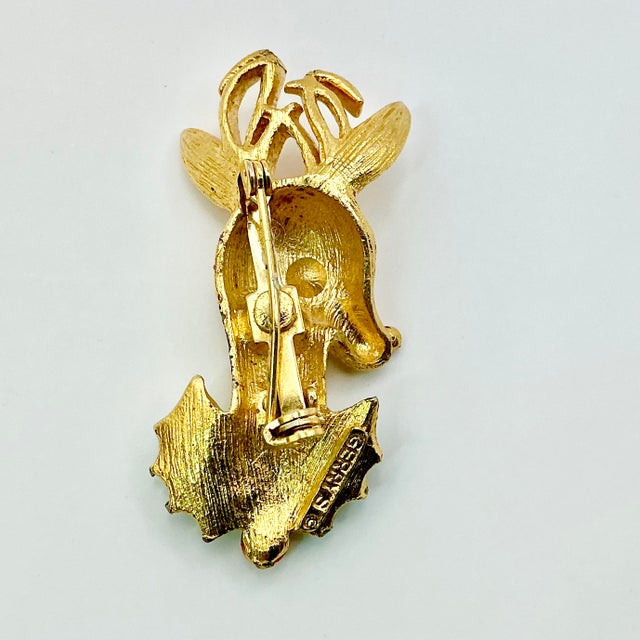 1970s Vintage Boho Chic Americana Reindeer Christmas Brooch, Gerry’s Creatives. For Sale - Image 6 of 6