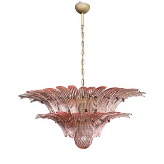 Murano Chandelier with Pink Palmette Glasses, 1990s For Sale