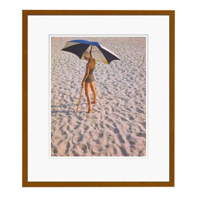 Toni Frissell 'Girl on the Beach' Archival Pigment Print Framed in Brown For Sale