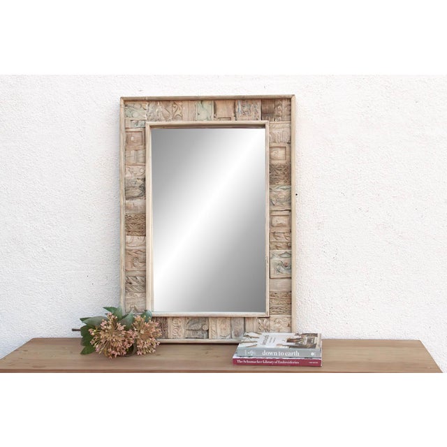 Rustic Rustic Abstract Carved Wall Mirror For Sale - Image 3 of 8