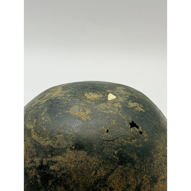 Vintage Bronze Bowl With Aged Patina, Hand-Cast Decorative Object For Sale - Image 4 of 5