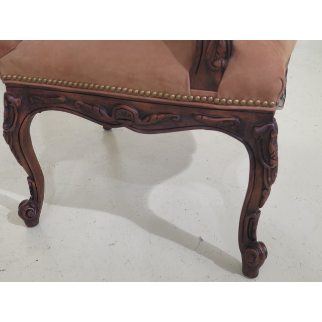 Hancock & Moore Suede Leather French Open Arm Chairs- A Pair For Sale In Philadelphia - Image 6 of 10