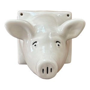 1980s Folk Art Ceramic Pig Wall Hanging
