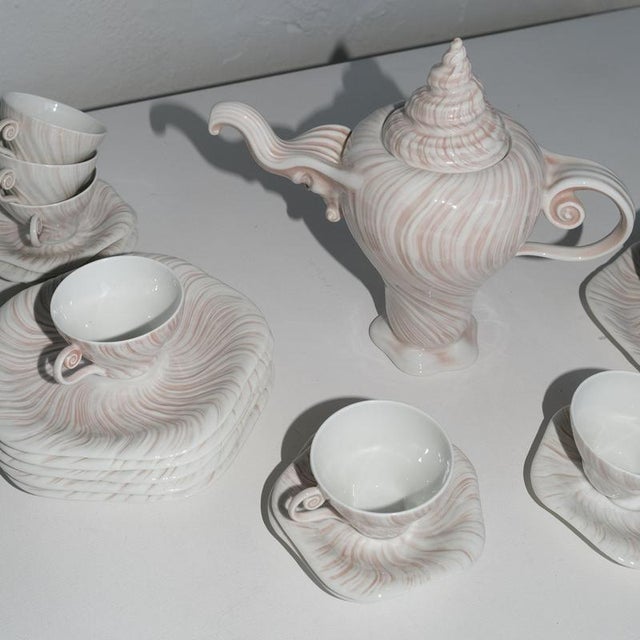 Porcelain Rose Triton Coffee Set by Arje Griegst for Royal Copenhagen, 1970s For Sale - Image 4 of 6