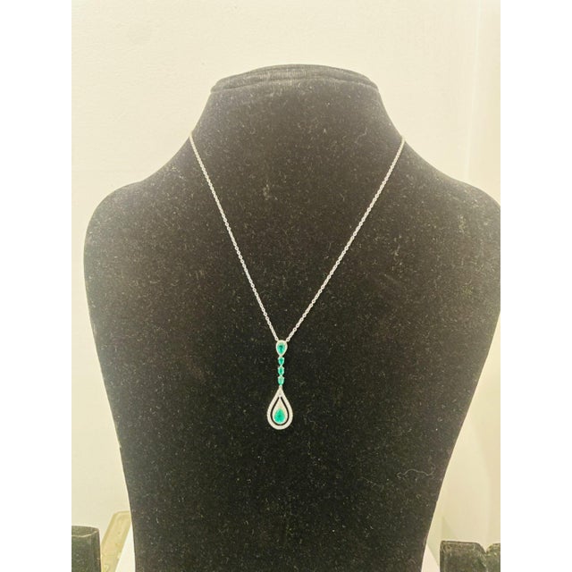 Green Natural 18k Gold Necklace, 1.31ct Emerald, 0.36ct Diamonds For Sale - Image 8 of 16