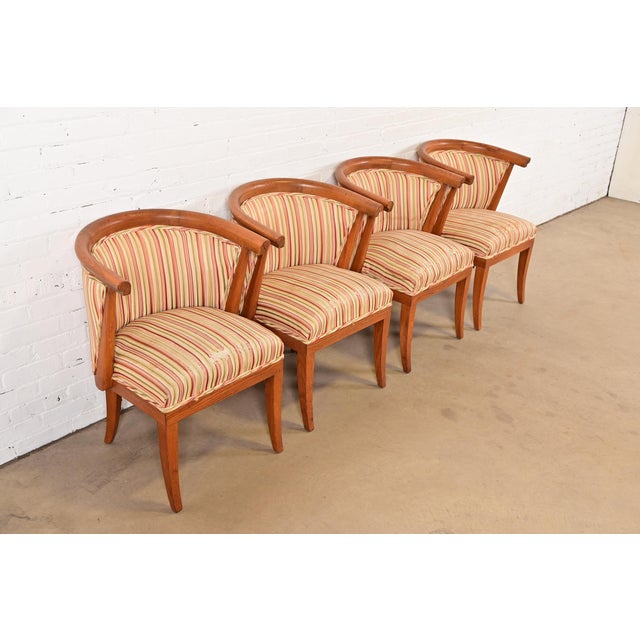 Mid-Century Modern Harold Schwartz for Romweber Mid-Century Modern Sculpted Oak Dining Armchairs, Set of Four For Sale - Image 3 of 12