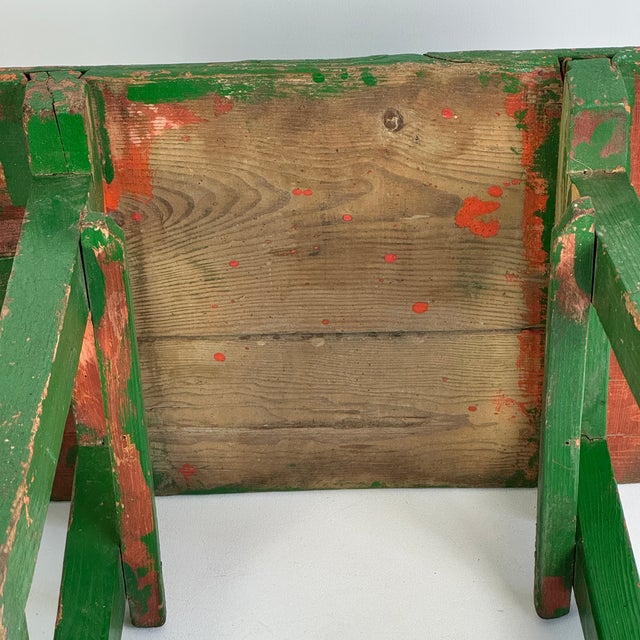 Exquisite 19th Century Primitive One Drawer Side Wooden Table in Green Paint For Sale - Image 18 of 18
