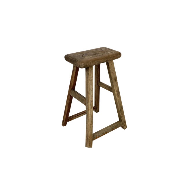 Rustic Wooden Waxed Stool X101 For Sale
