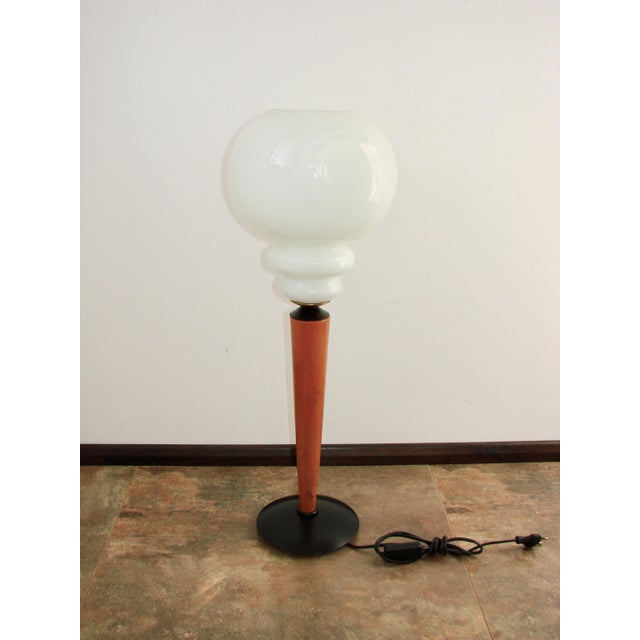 1970s Modern Table Lamp in Metal, Wood, and Glass, 1970s For Sale - Image 5 of 8