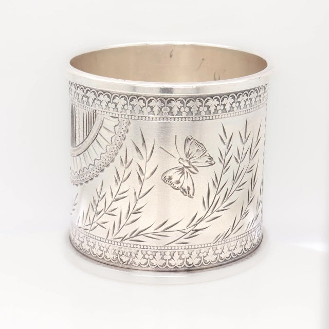 Metal Antique Victorian Heavy Gauged Sterling Silver Napkin Ring Engraved 'Lizzie' For Sale - Image 7 of 11