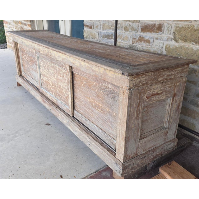 Light Gray Antique Texas Mercantile Counter Cabinet For Sale - Image 8 of 11