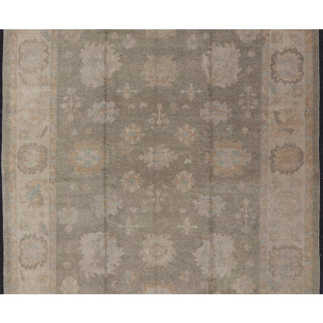 Large Turkish Oushak in Moss Green by Keivan Woven Arts 10'10 X 15'5 For Sale - Image 4 of 17