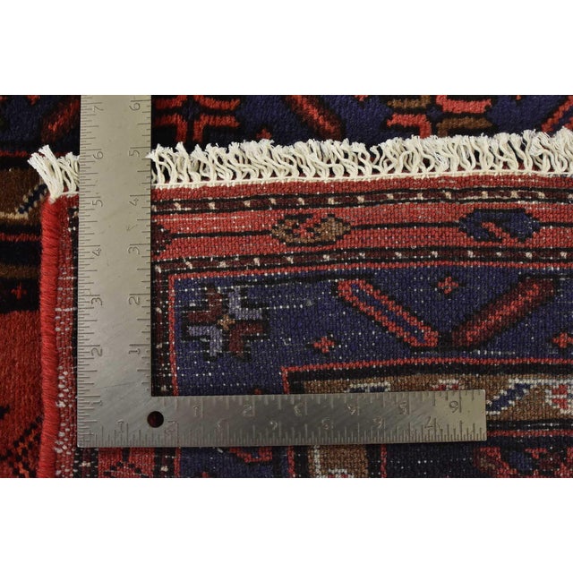 Hamedan Rug 3'5'' X 6'3'' Red Wool Vintage Tribal Hand-Knotted Oriental Carpet For Sale - Image 13 of 13