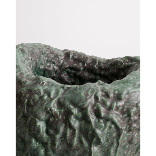 Swedish Contemporary Green Stoneware Vase Sculpture by Mårten Medbo, 2009 For Sale - Image 4 of 9