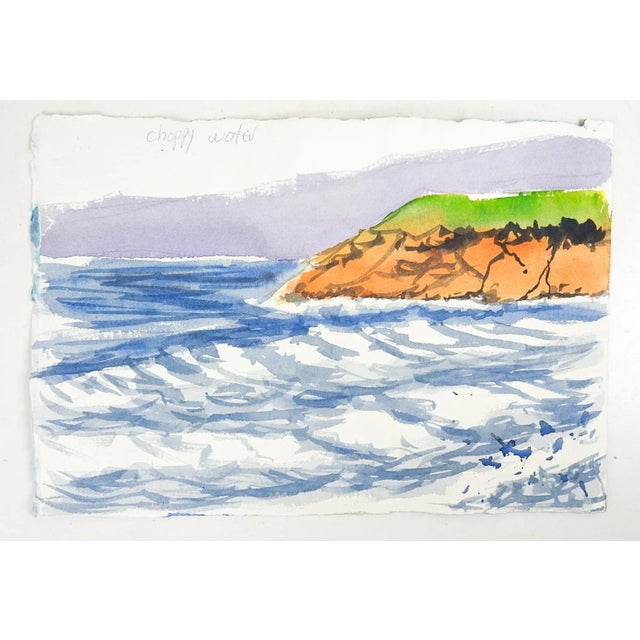 Late 20th century watercolor on paper farmhouse and bluebonnet landscape painting. There is a seascape painting on verso....