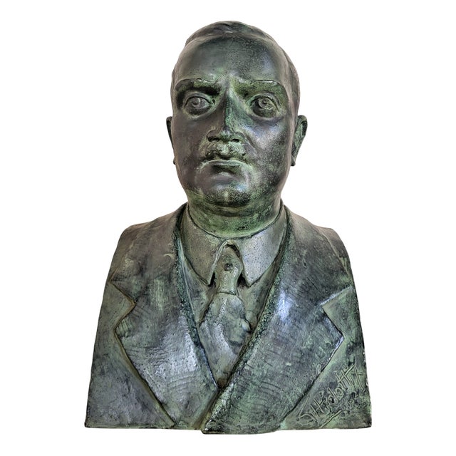 Signed Bronze Bust, 1950s For Sale