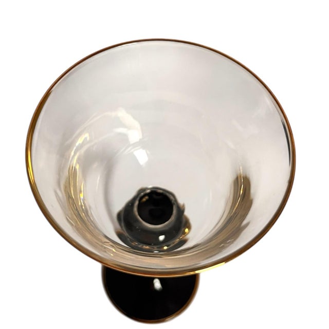 Mid 20th Century Mid 20th Century Set of 8 Art Deco Cocktail Glasses Hollywood Regency Holidays Barware Black Gold Art Nouveau For Sale - Image 5 of 10