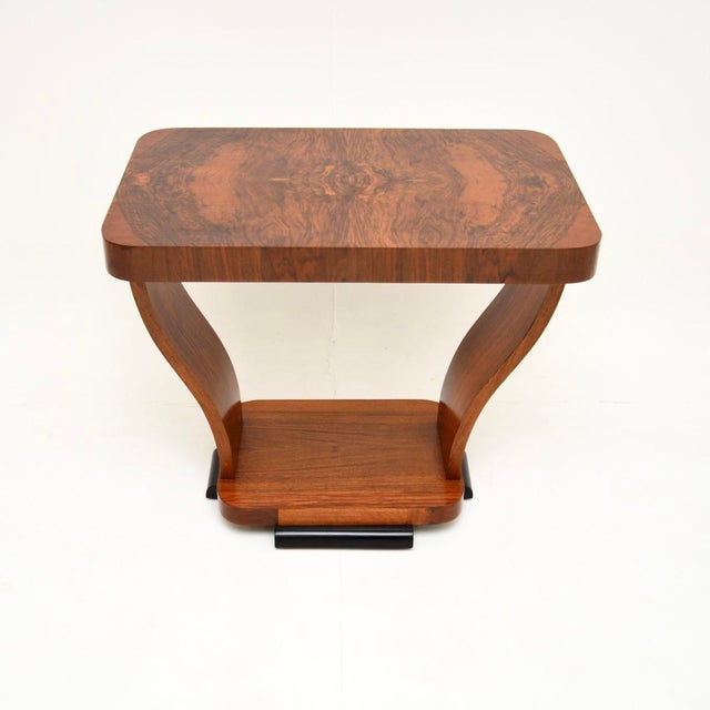 A smart and extremely well made Art Deco figured walnut occasional side table. This was made in England, it dates from the...