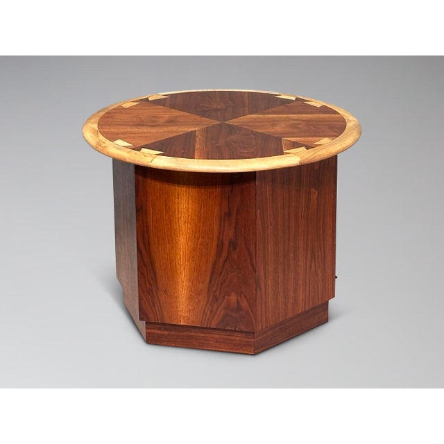 Restored Lane Acclaim Drum Table Round Hexagon Side End Table Storage Cabinet For Sale - Image 11 of 14