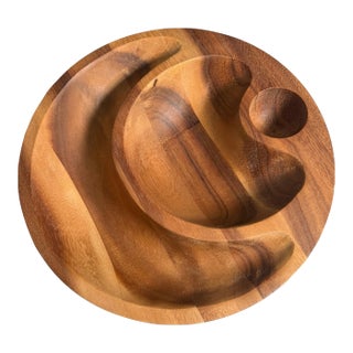 Vintage Nambe Wooden Eclipse Nut Bowl For Sale