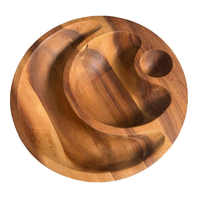 Vintage Nambe Wooden Eclipse Nut Bowl For Sale