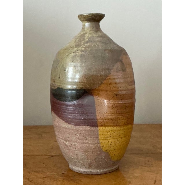 Mid-Century Modern Vintage Boho Original Studio Pottery Vase For Sale - Image 3 of 7