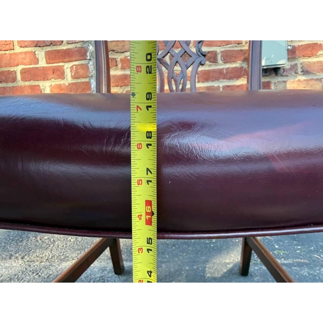 Early 20th Century Antique Chippendale Style Mahogany Leather Seat Dining Side Chairs For Sale - Image 5 of 17