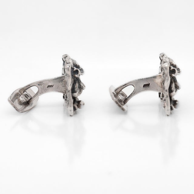 Pair of Signed Aage Weimar Danish Mid-Century Modern Sterling Silver Cufflinks For Sale - Image 9 of 12