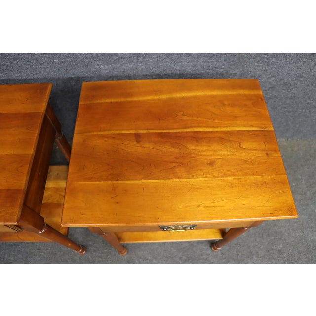 Brown Pair of Cherry Valley Stickley Cherry Wood Nightstands For Sale - Image 8 of 15