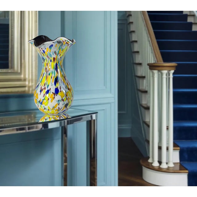 This impressive 15½-inch-tall hand-blown art glass vase was created at the renowned Jozefina Art Glass Studio in Krosno,...
