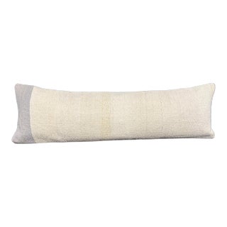 Turkish Hemp Pillow Cushion Natural Beige Sky Blue Cushion Cover 14x45 For Sale