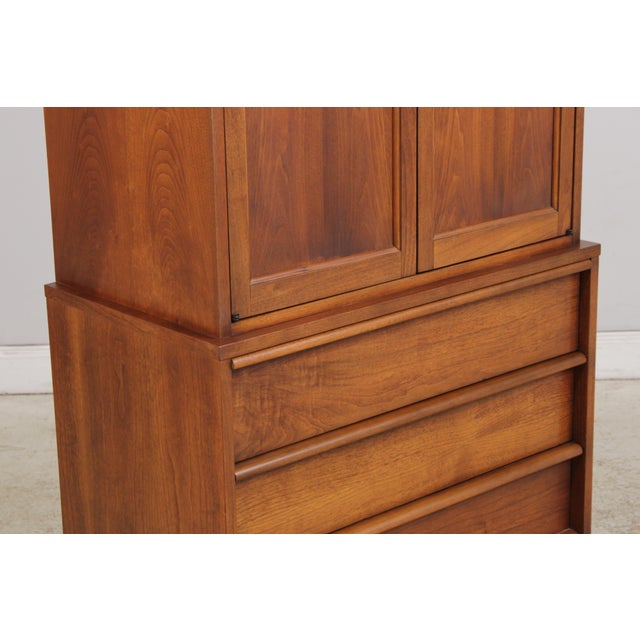 Lane Walnut Mid Century Modern Gentlemens Chest Armoire For Sale - Image 11 of 18