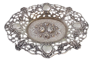 Silver Bowl with Central Bouquet of Roses and Floral Motifs