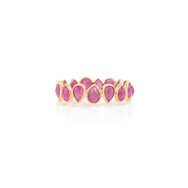 Not Yet Made - Made To Order Natural Ruby Eternity Band Ring Size 6 in 18k Yellow Gold For Sale - Image 5 of 11