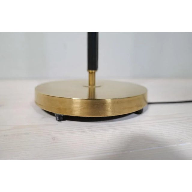 Metal Mid-Century Brass and Black Leather Floor Lamp from Falkenbergs Belysning, Sweden, 1960s For Sale - Image 7 of 18