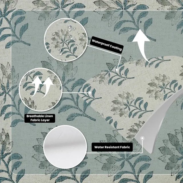 Block Print Water Replicant Cushion Cover 18x18 Inch Cotton Linen- Summer Flower For Sale - Image 4 of 6