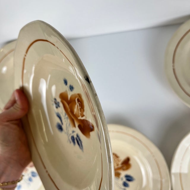 1920s 20th Century Sarreguemines Soup Plates with Floral Motif, 1920s, Set of 6 For Sale - Image 5 of 14