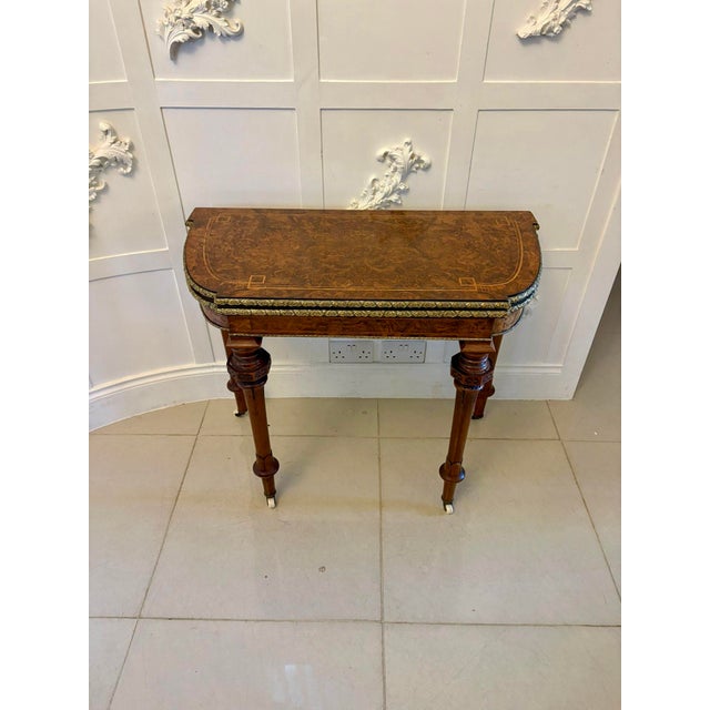 A very attractive Victorian burr walnut card console table of excellent quality, beautifully figured throughout with rich...