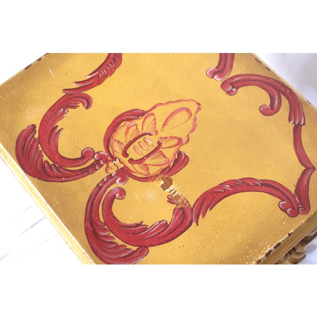 Red and Yellow Handpainted Table From the 1990s by Guildmaster For Sale - Image 12 of 13