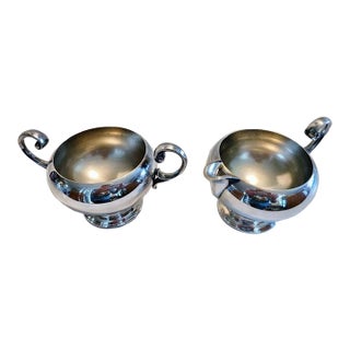Vintage Epc Bristol Silver 39 Cream & Sugar Set Silverplate Hollowware Tableware For Sale