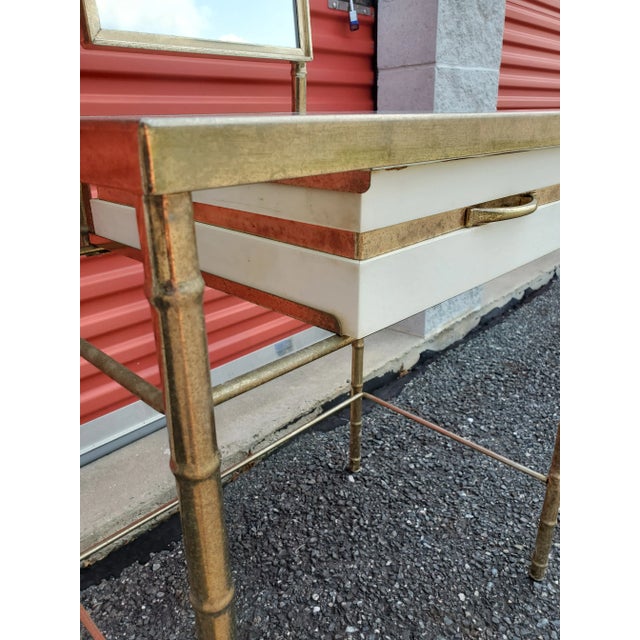 Mid 20th Century George Koch Sons, Inc Hollywood Regency Gold Brass Bamboo Vanity with Mirror For Sale - Image 11 of 12