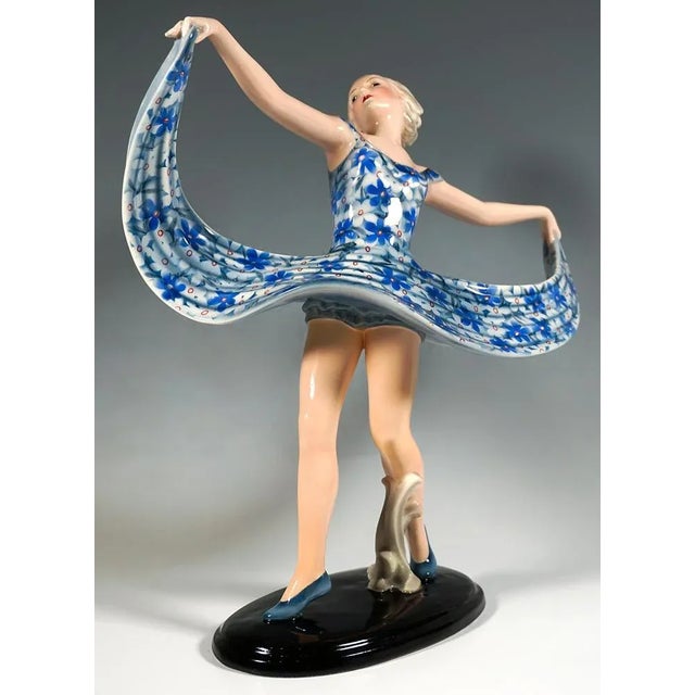 1940s Art Deco Graceful Dancer in a Turning Movement from Goldscheider Vienna, 1940 For Sale - Image 5 of 8