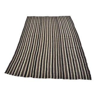 Turkish Handmade Striped Brown Kilim Rug, 1960s For Sale