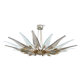Model 1563 Dahlia Glass Chandelier by Max Ingrand for Fontana Arte, Italy, 1955 For Sale
