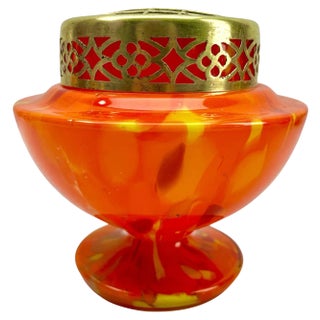 Pique Fleurs Vase in Multi Color Decor with Grille, 1930s For Sale