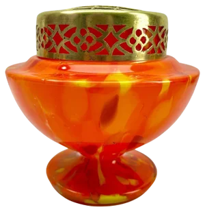 Pique Fleurs Vase in Multi Color Decor with Grille, 1930s